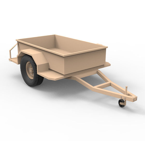 Military utility trailer Low-poly 3D model_1