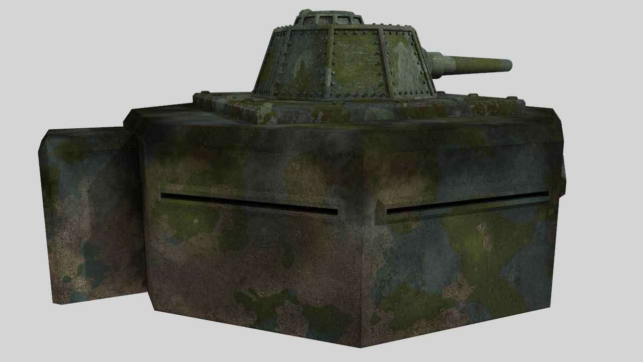 WW II pillbox blockhaus Low-poly 3D model_4