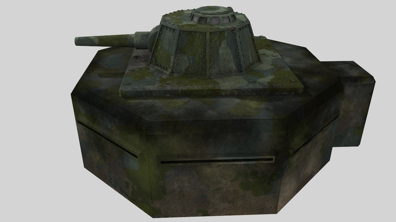 WW II pillbox blockhaus Low-poly 3D model_14