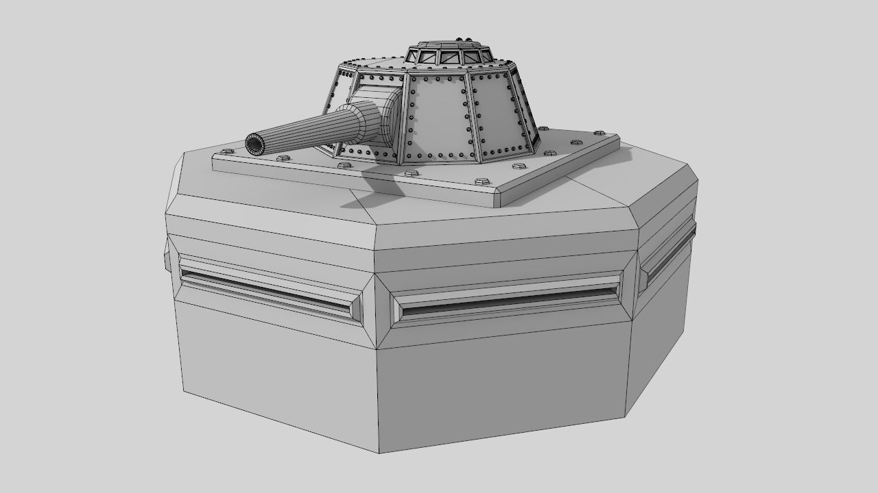 WW II pillbox blockhaus Low-poly 3D model_9