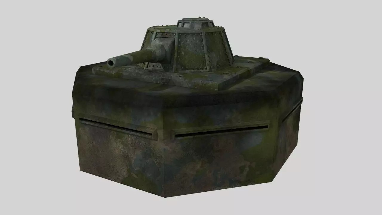 WW II pillbox blockhaus Low-poly 3D model_0