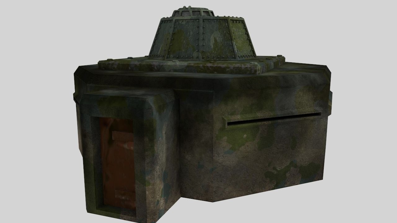 WW II pillbox blockhaus Low-poly 3D model_2
