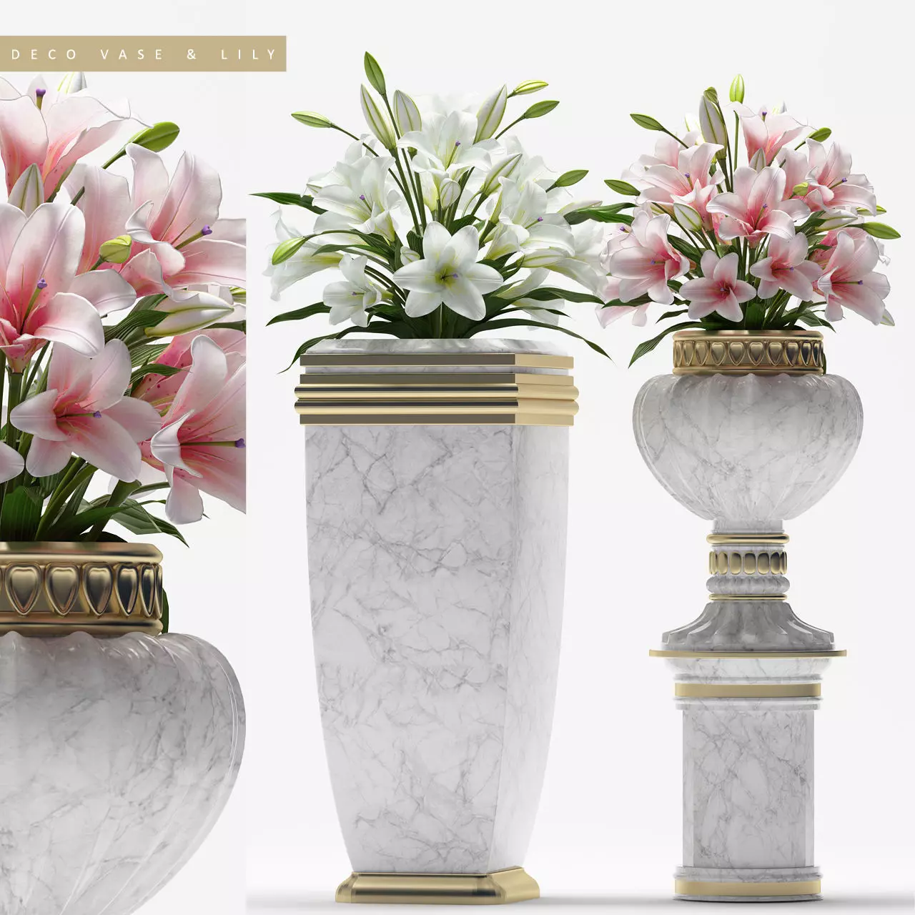 DECORATIVE VASE AND LILY 3D model_0
