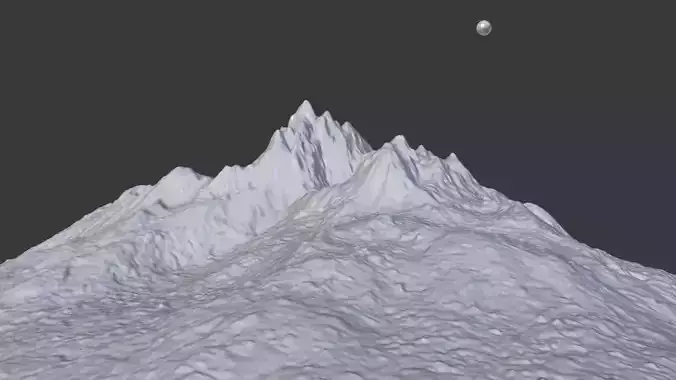 Mountain Model 3D with moon in sky 3D model