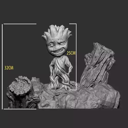 Baby Groot Sculpture 3D Print Model - STL Files for 3D Printing