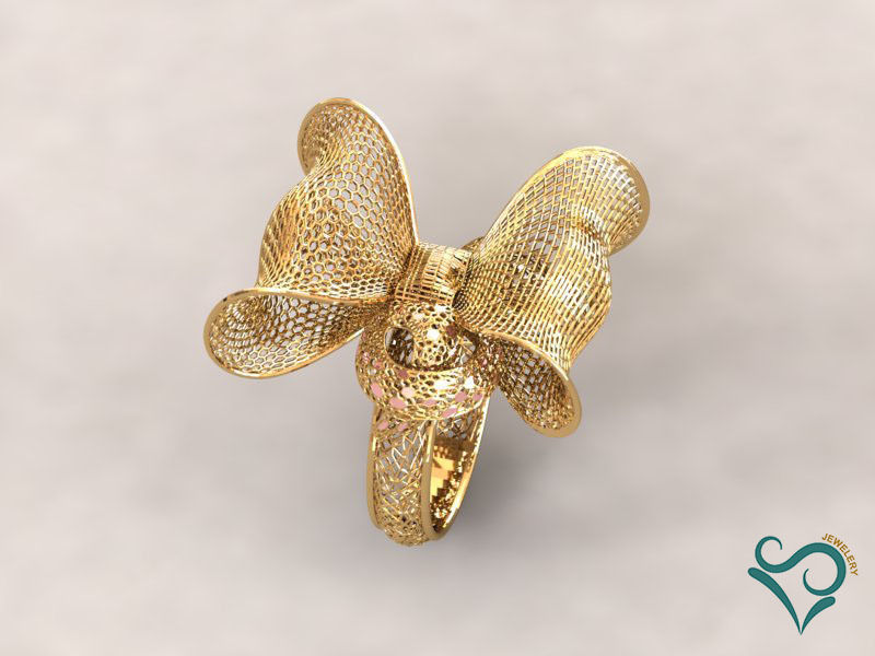 Golden flower ring 3d print model 3D print model_5