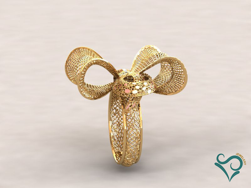 Golden flower ring 3d print model 3D print model_2