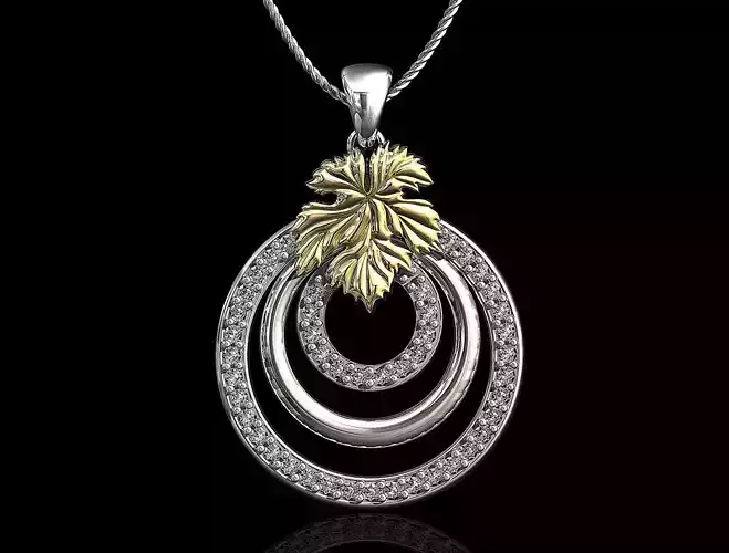Leaf pendant with diamond