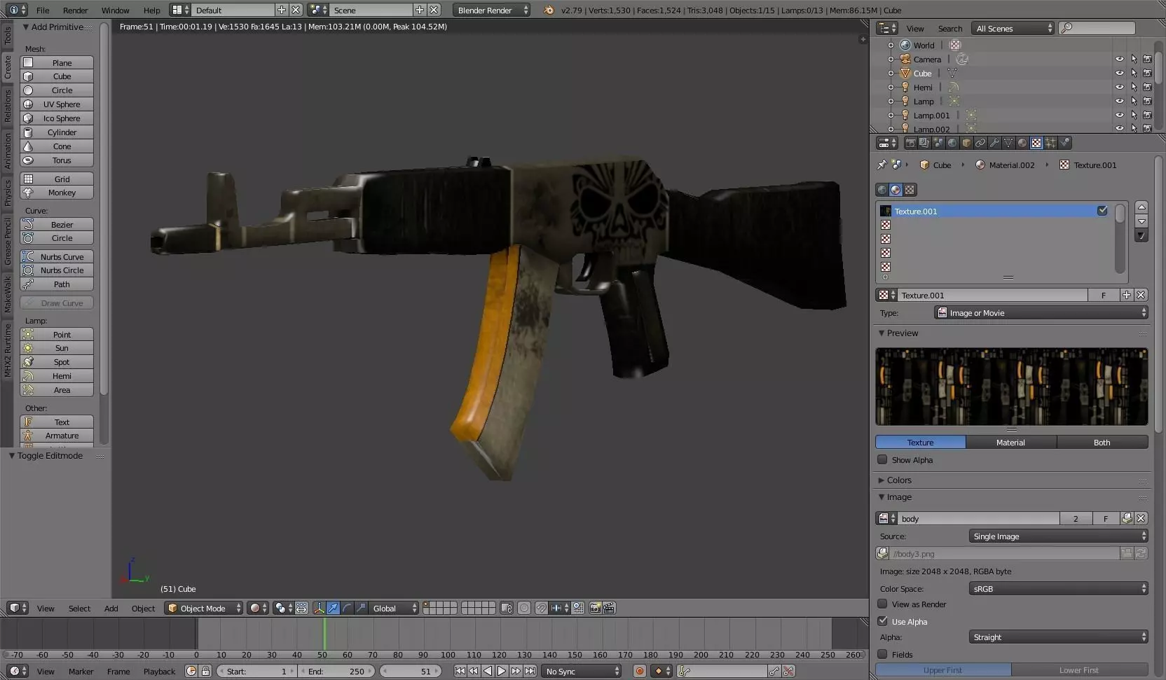 Rifle Low-Poly ak - Free low-poly 3D model