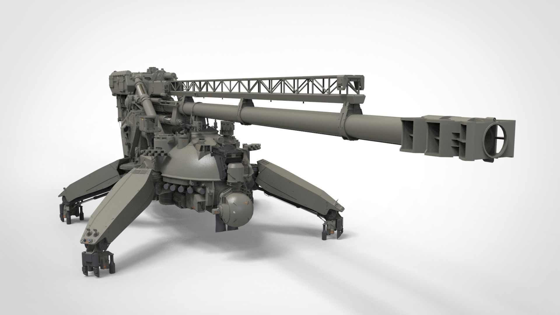 Sci fi cannon 380mm 3D model_10