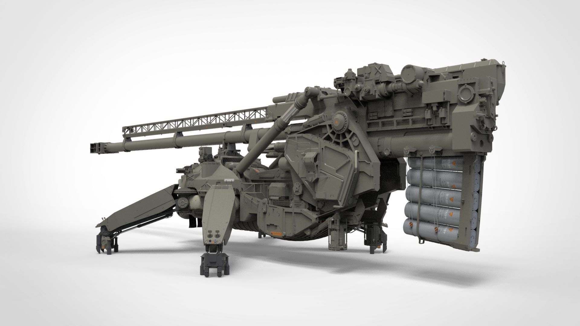 Sci fi cannon 380mm 3D model_4