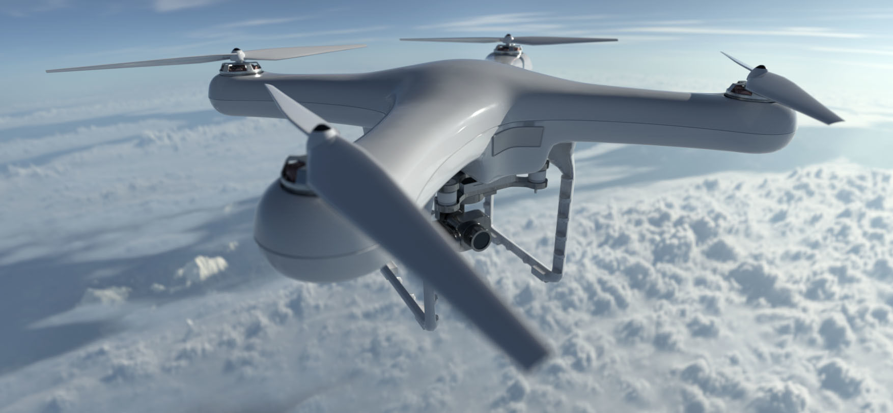 Drone flying in sky Free 3D model_2
