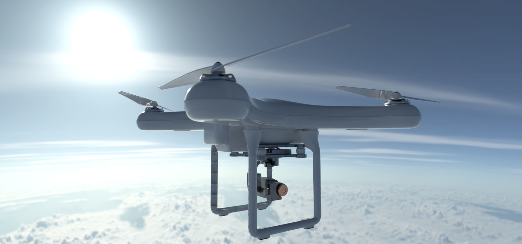 Drone flying in sky Free 3D model_3