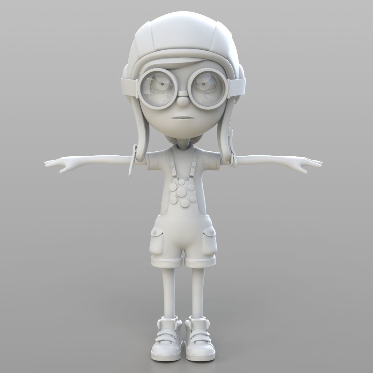 Cartoon Pilot Little Loli 3D model_2