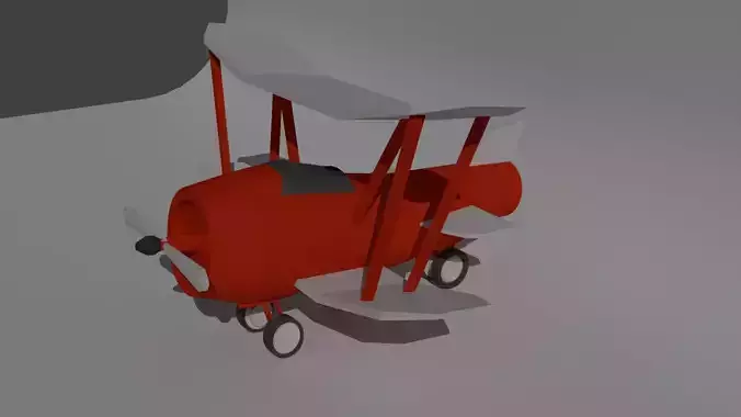 low poly plane biplane