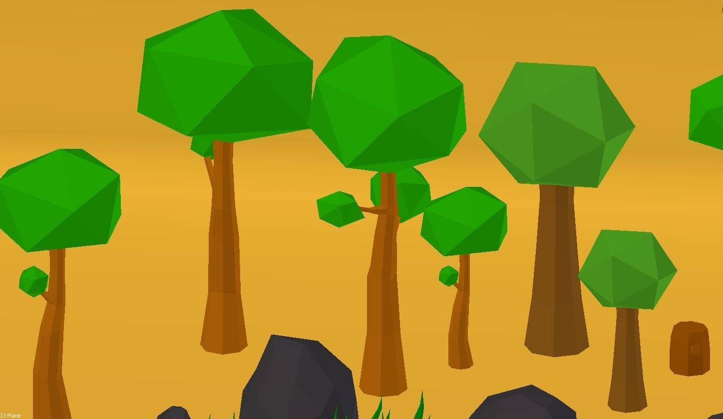 Low Poly Pack desert with trees and grass Low-poly 3D model_3