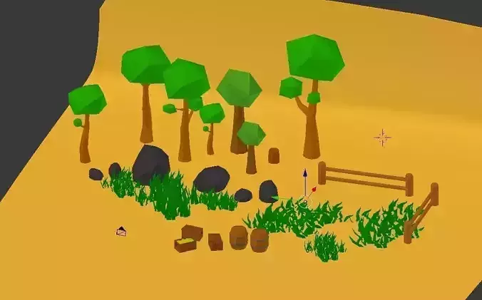 Low Poly Pack desert with trees and grass