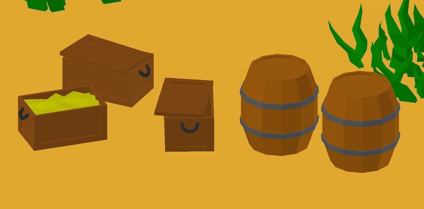 Low Poly Pack desert with trees and grass Low-poly 3D model_1