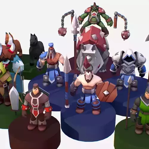 130 dollars Discount - 13 Handpaint Medieval Character Low-poly 3D model