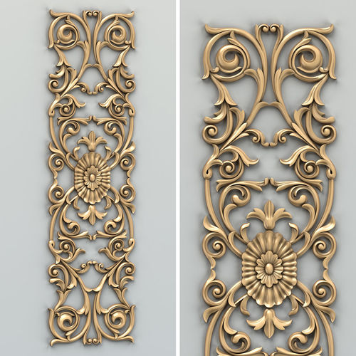 Carved decor vertical 014 3D model