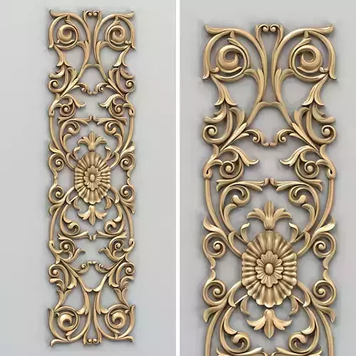 Carved decor vertical 014 3D model