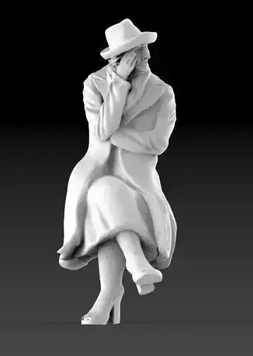 female 3d model statue of woman in coat and hat 3D print model