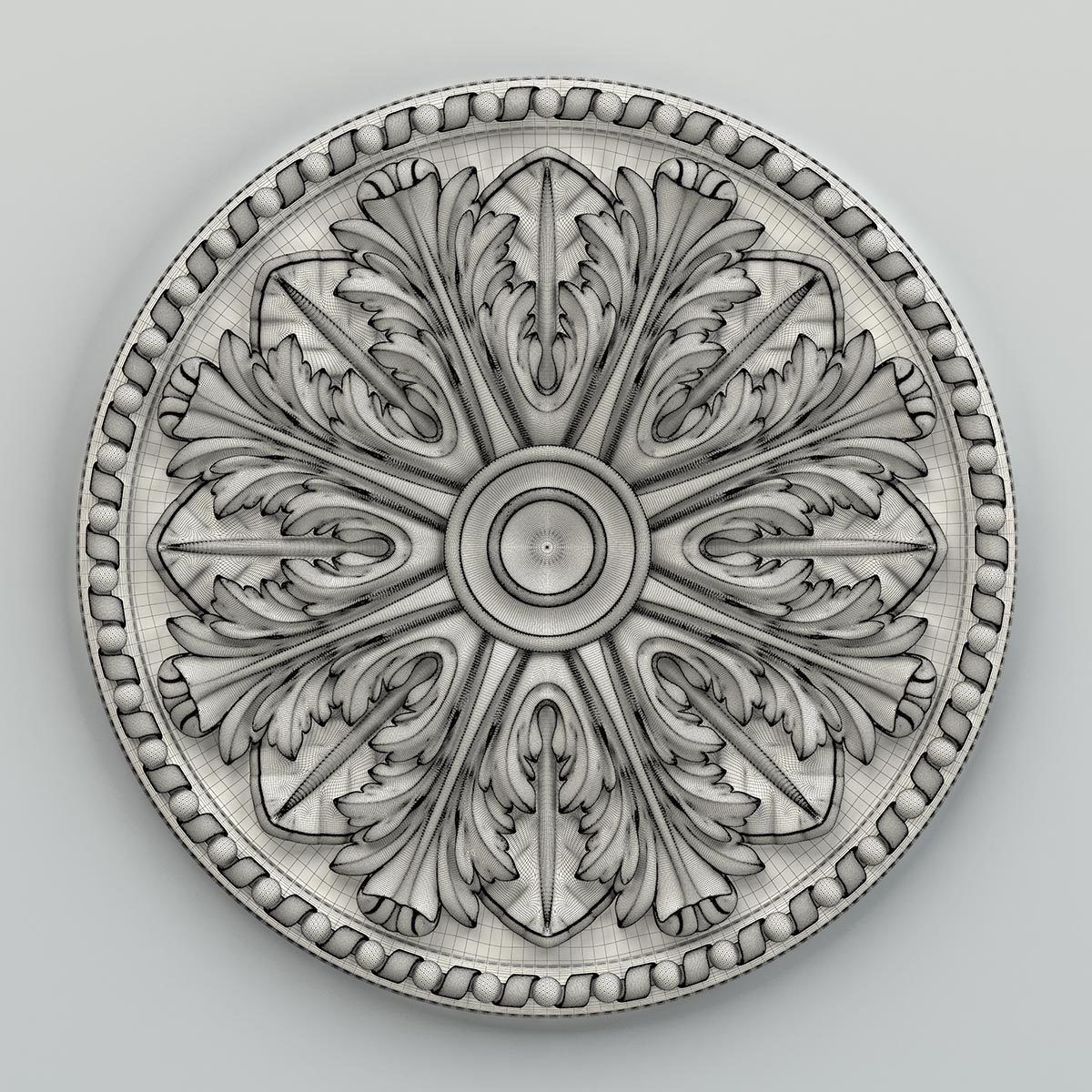 Round rosette 014 3D model_5