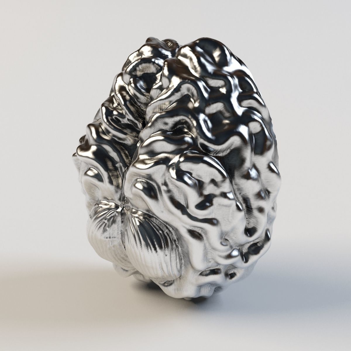brain silver 3D print model_4