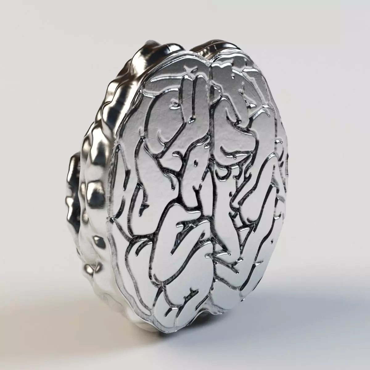 brain silver 3D print model_0