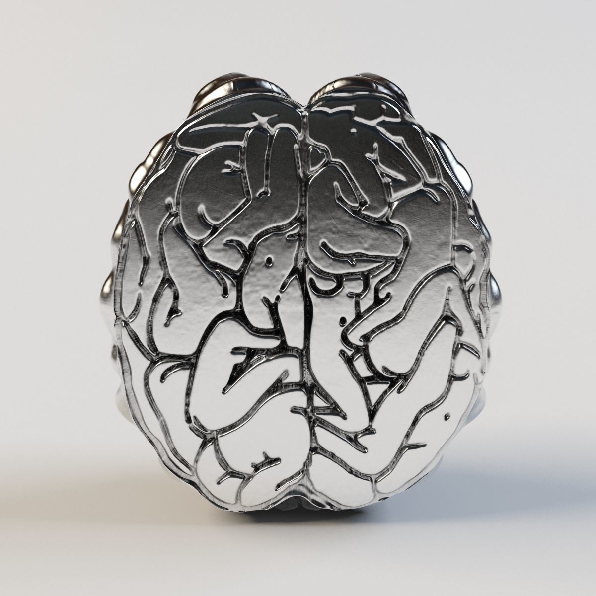 brain silver 3D print model_3