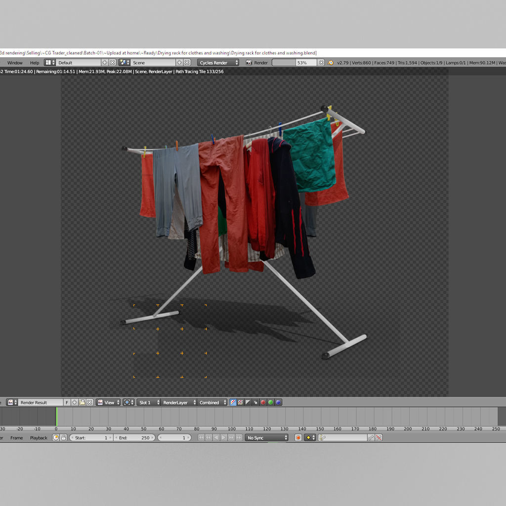 Laundry rack for drying washing 3D model_7