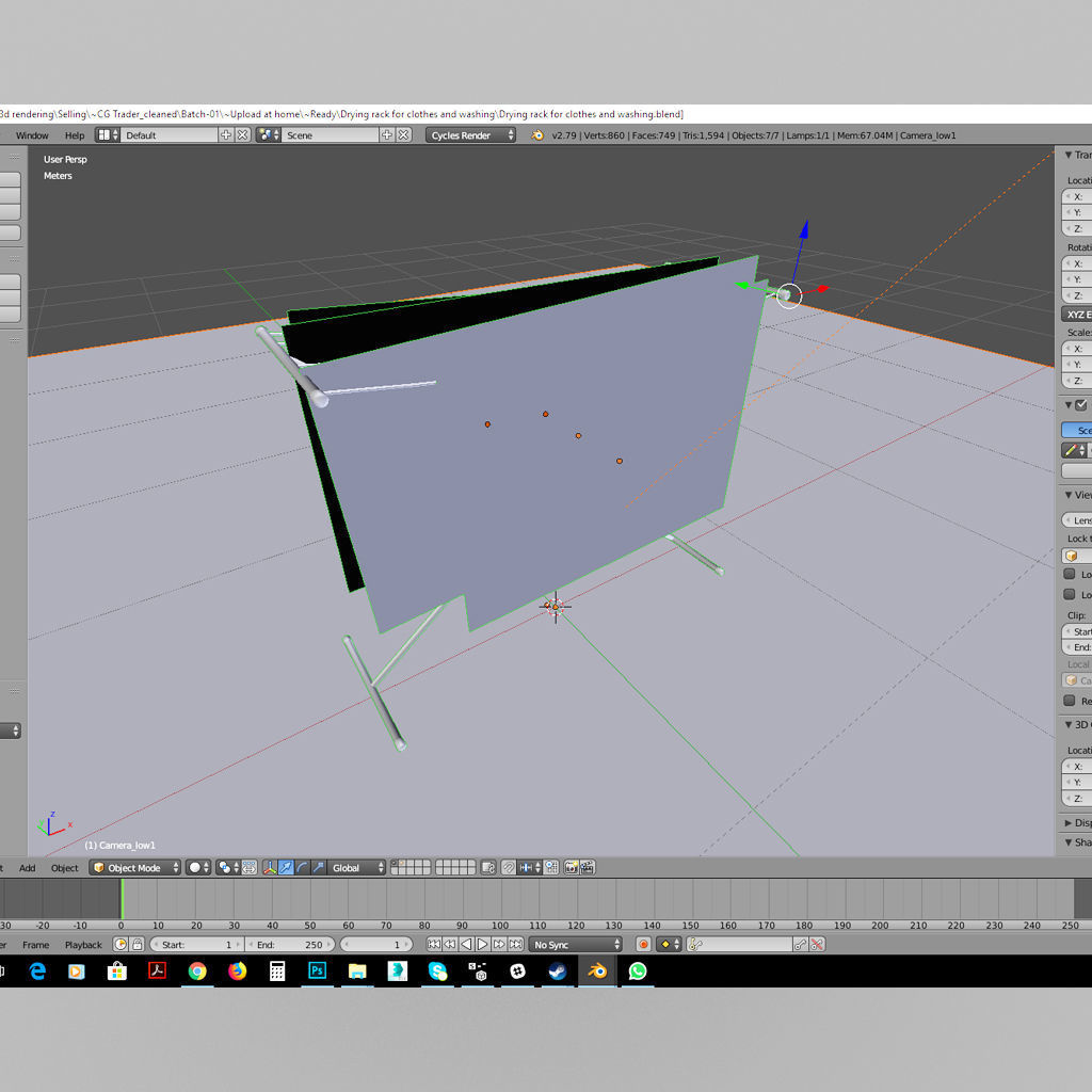 Laundry rack for drying washing 3D model_5