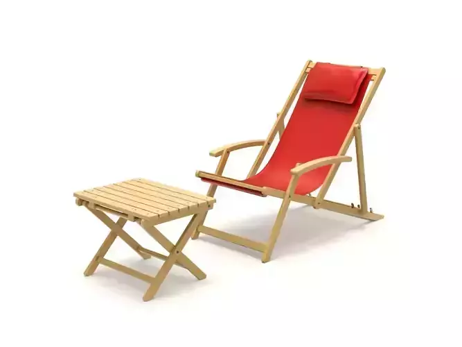 Deck Chair with Side Table 3D model