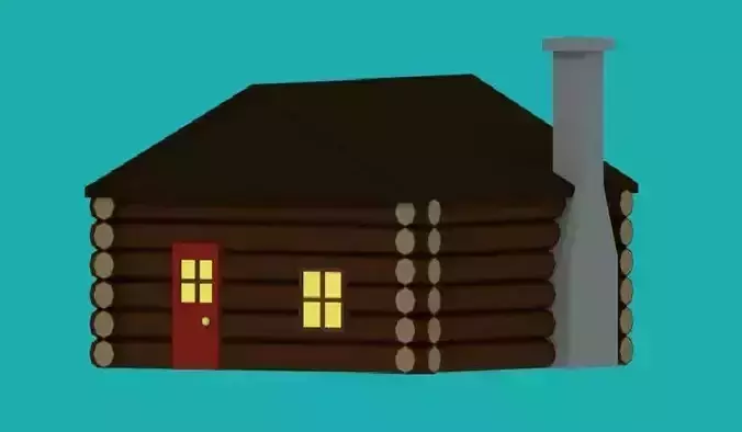 Low Poly Log Cabin Free low-poly 3D model