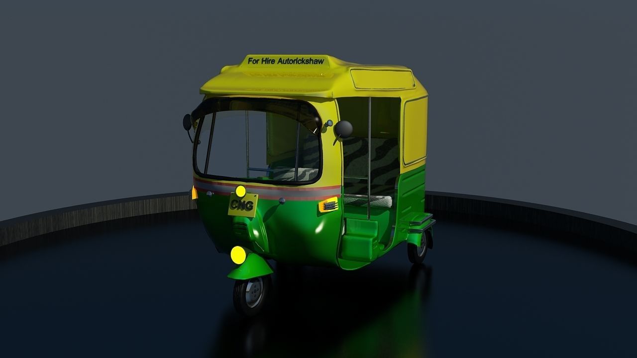 CNG Auto Rickshaw High Poly Delhi 3D model_10