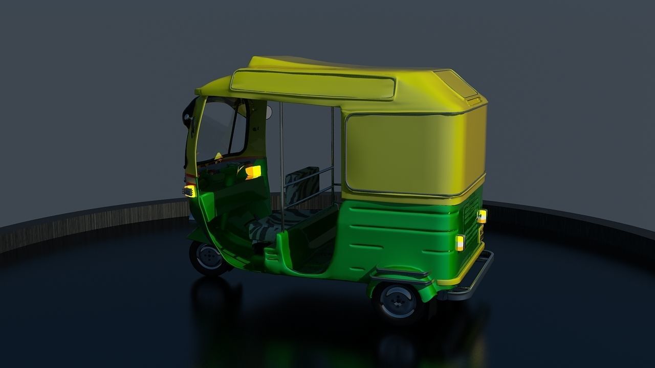 CNG Auto Rickshaw High Poly Delhi 3D model_16