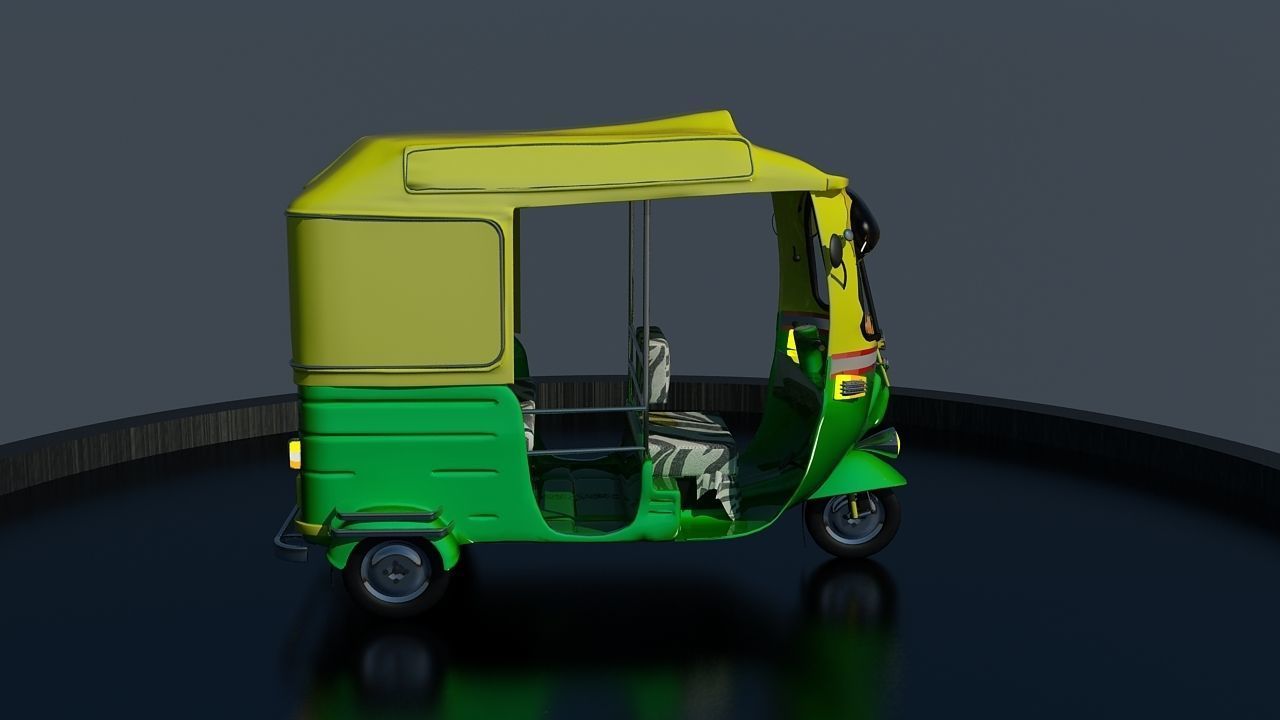 CNG Auto Rickshaw High Poly Delhi 3D model_14