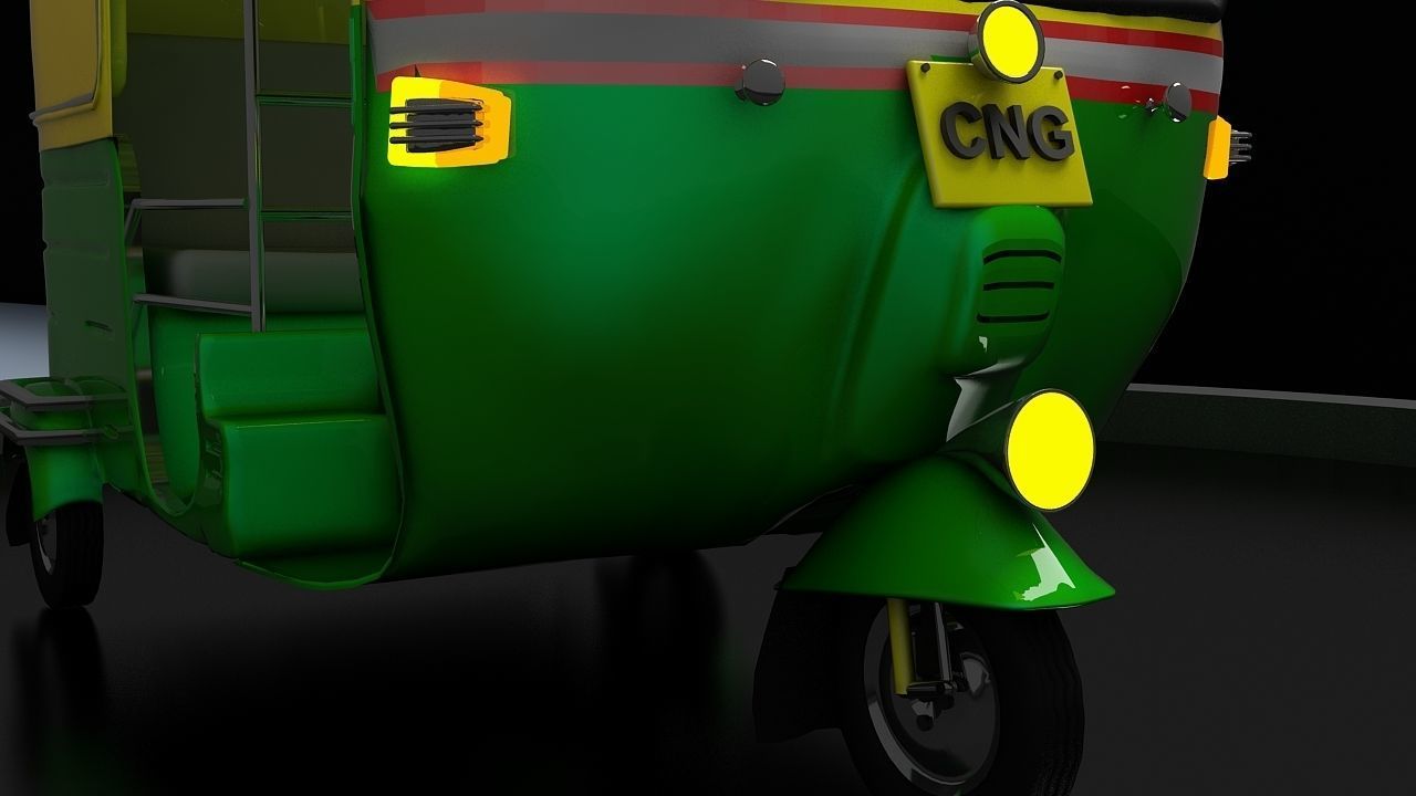 CNG Auto Rickshaw High Poly Delhi 3D model_3