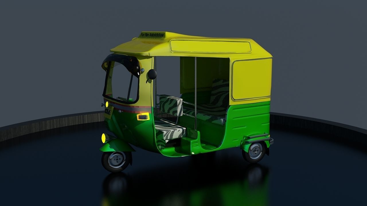 CNG Auto Rickshaw High Poly Delhi 3D model_11