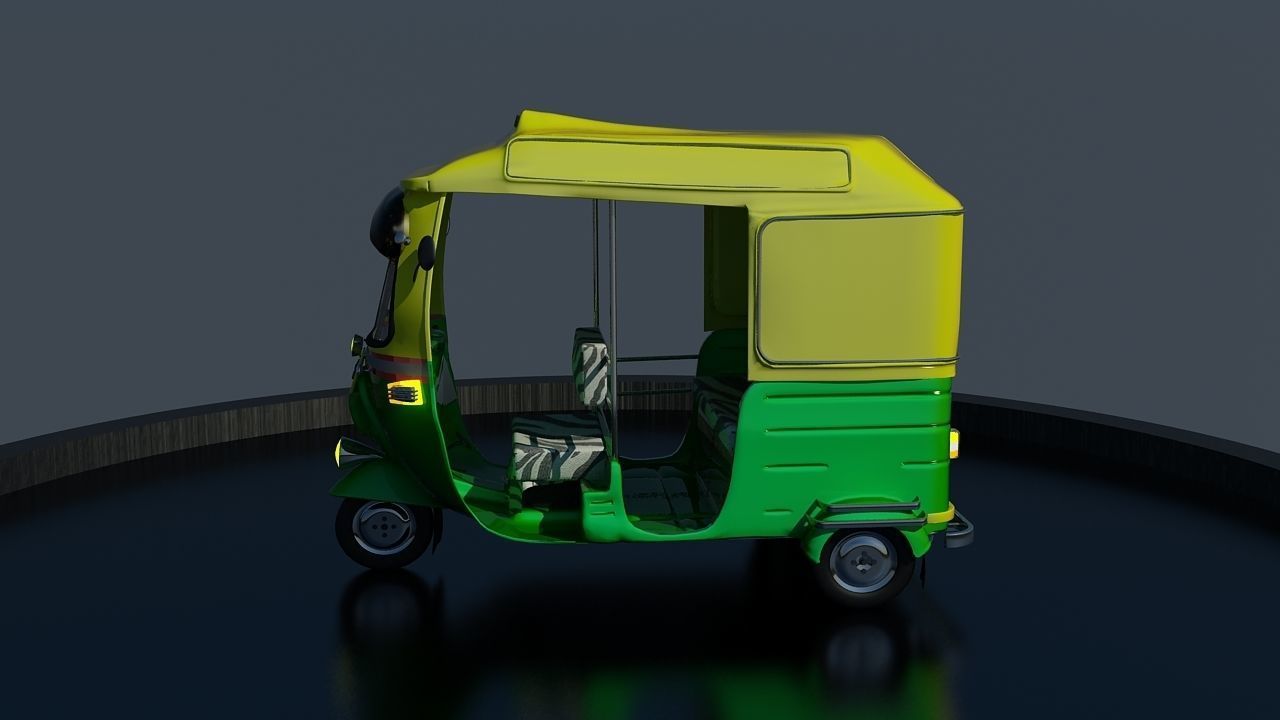 CNG Auto Rickshaw High Poly Delhi 3D model_8