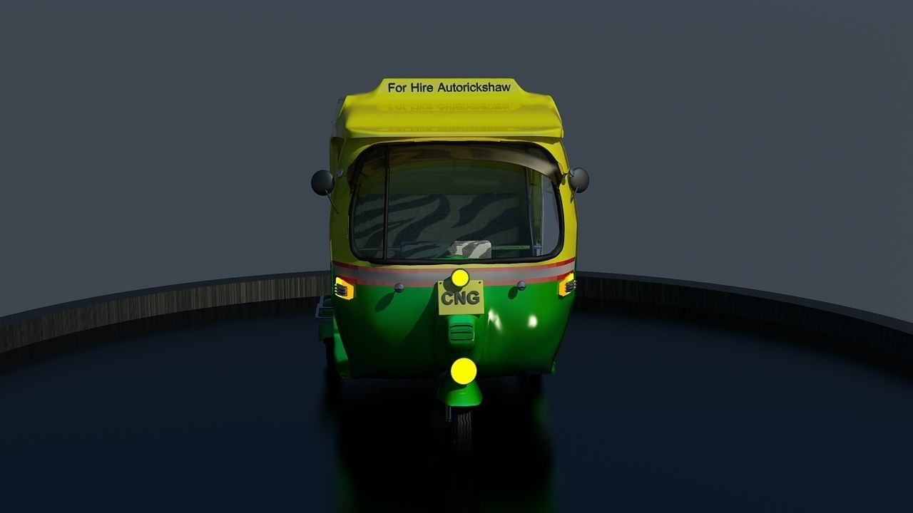 CNG Auto Rickshaw High Poly Delhi 3D model_9