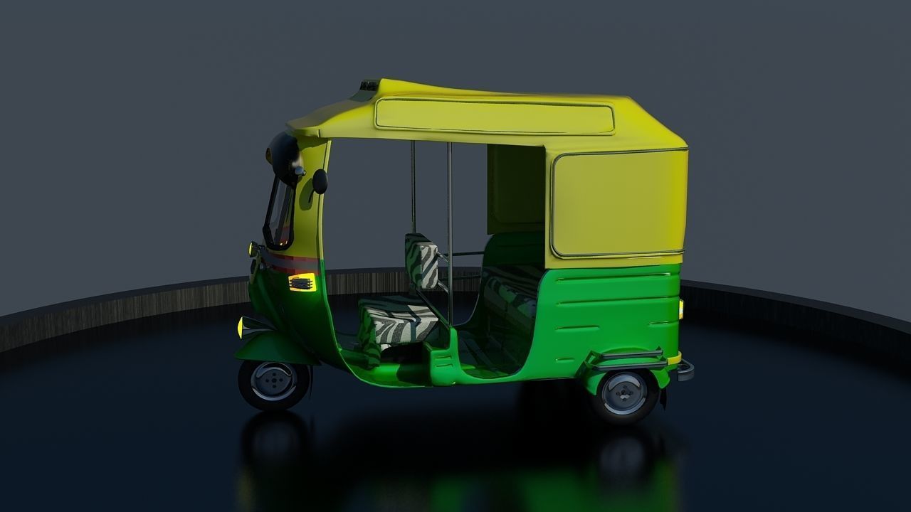 CNG Auto Rickshaw High Poly Delhi 3D model_5
