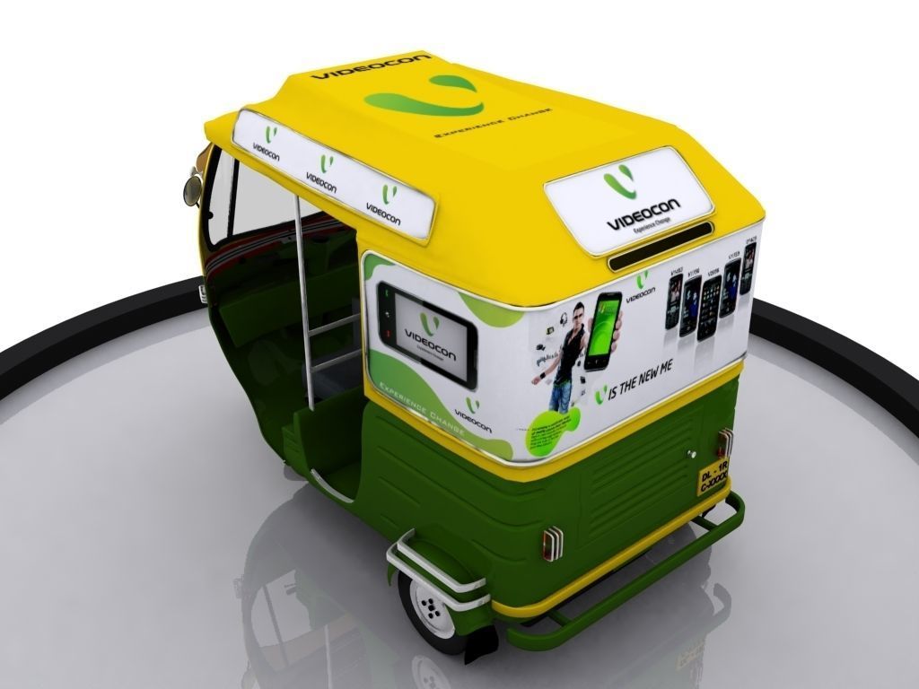 CNG Auto Rickshaw High Poly Delhi 3D model_6