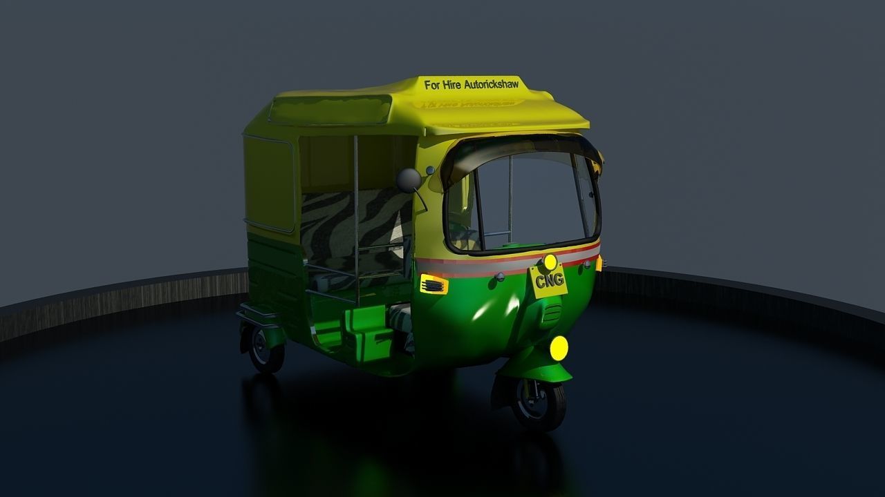 CNG Auto Rickshaw High Poly Delhi 3D model_12