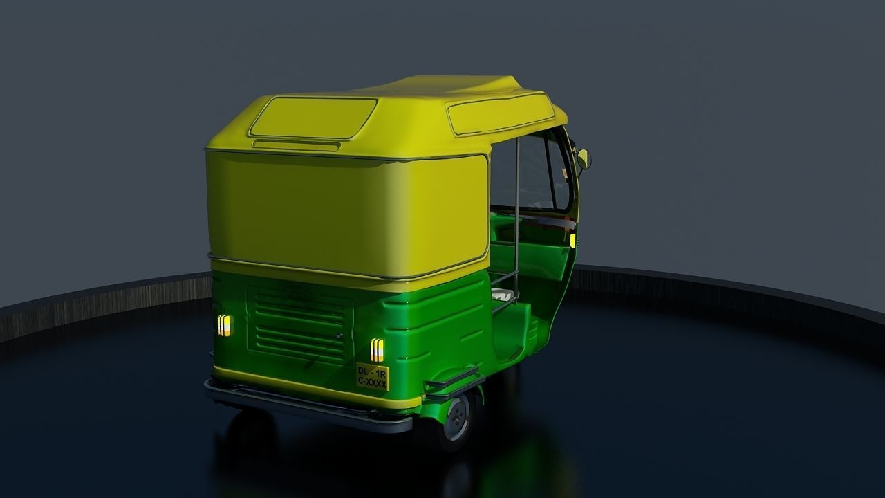 CNG Auto Rickshaw High Poly Delhi 3D model_13