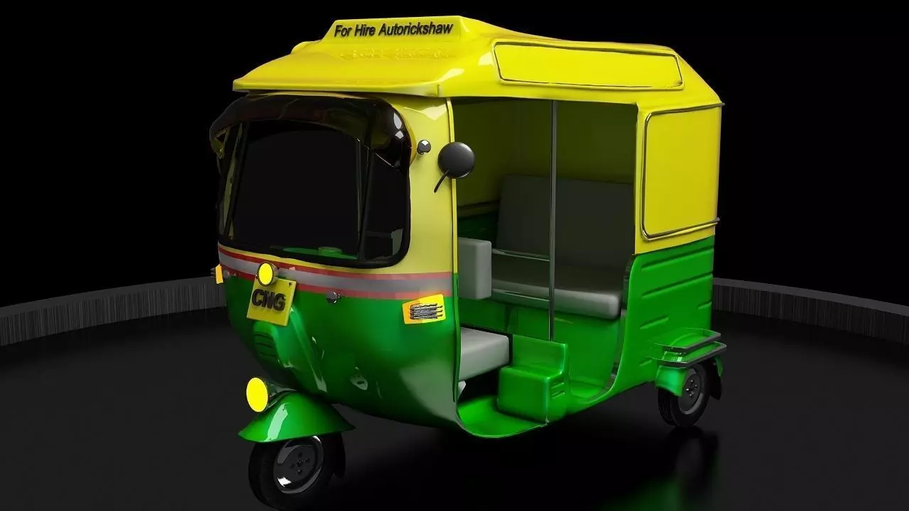CNG Auto Rickshaw High Poly Delhi 3D model_0