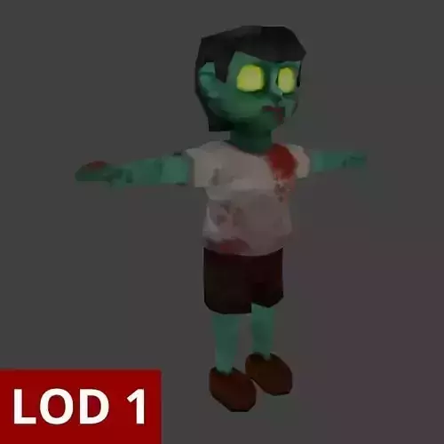 Low poly Zombie Cartoon Character Low-poly 3D model