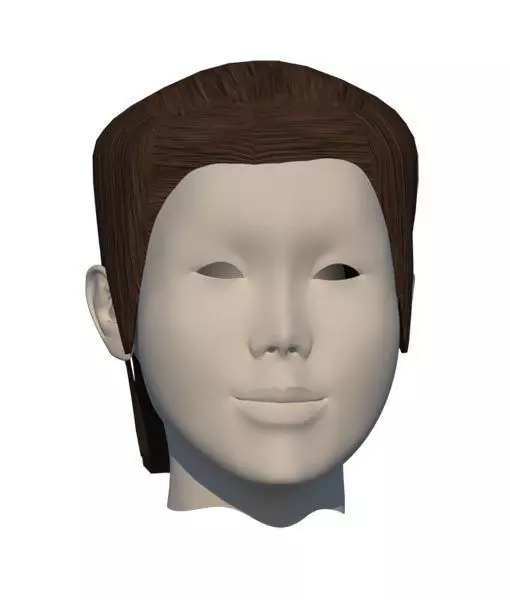 3d short hair Low-poly 3D model_0