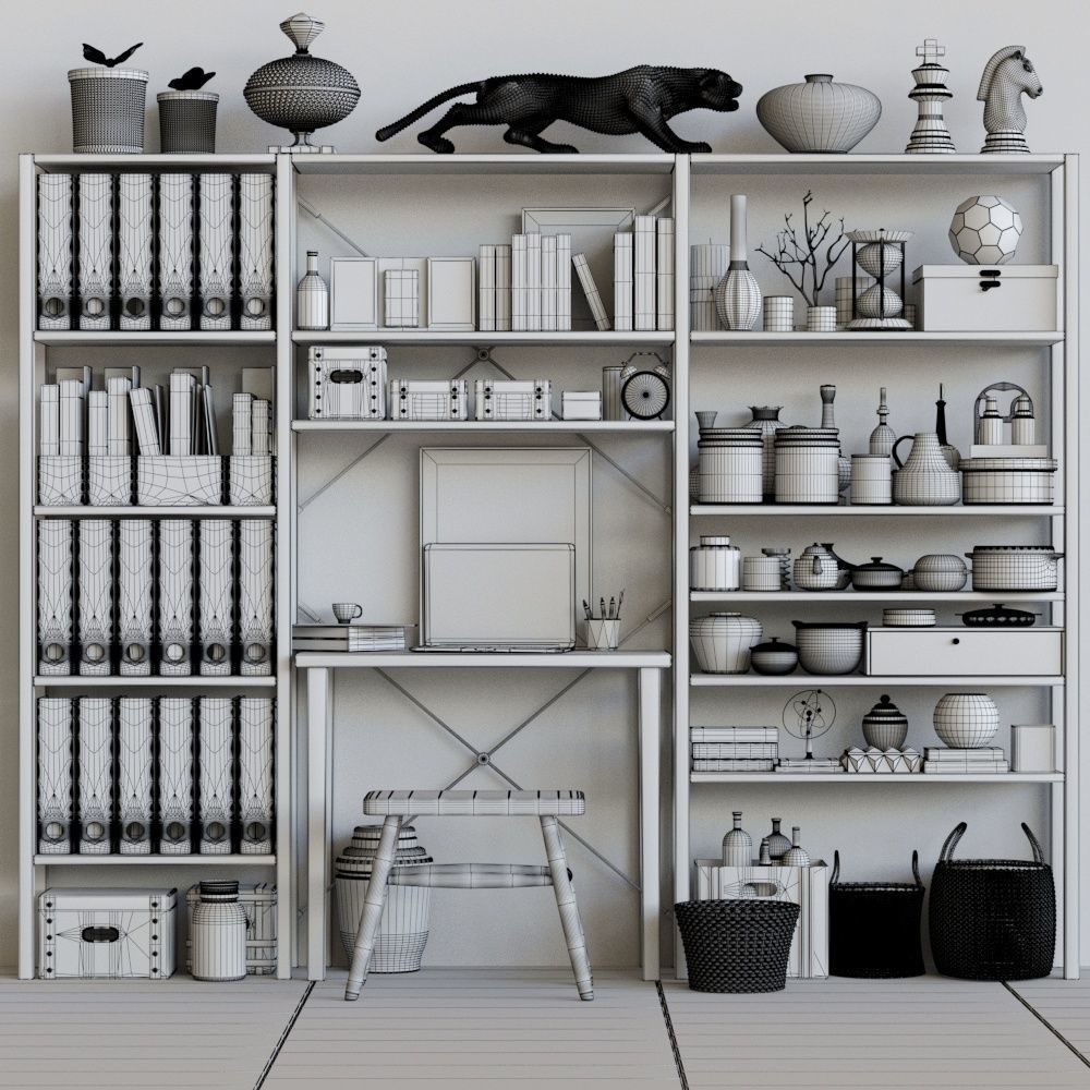 Decorative set Office 3D model_1