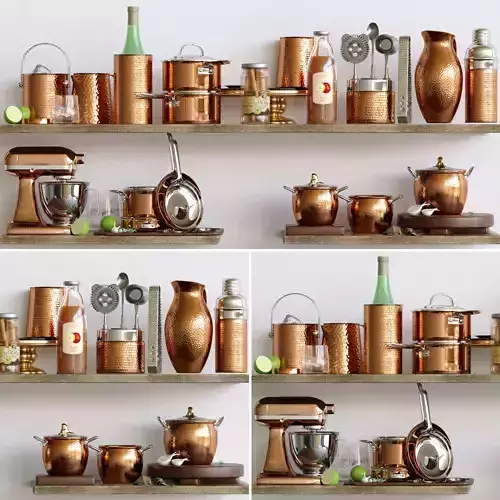 Kitchen set of copper accessories